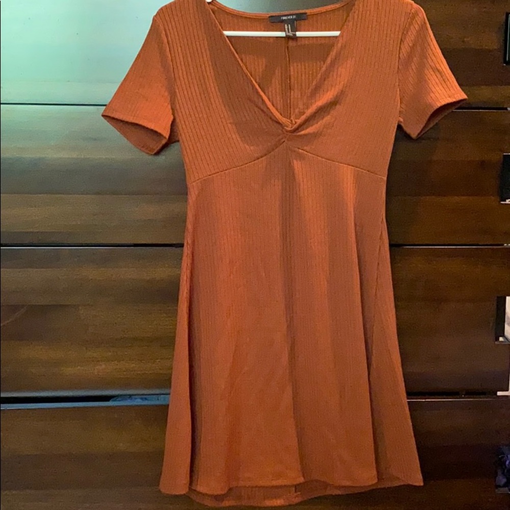 Burnt orange tie dress